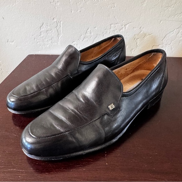 Bruno Magli Darcy Loafers Black Leather Hand Made in Italy